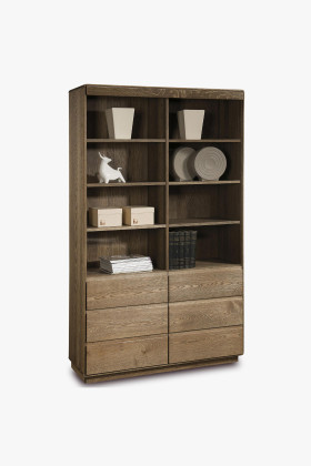 Eichenregal Helsinki 13 mit Schrank gebrannte Eiche 8 offene Fächer